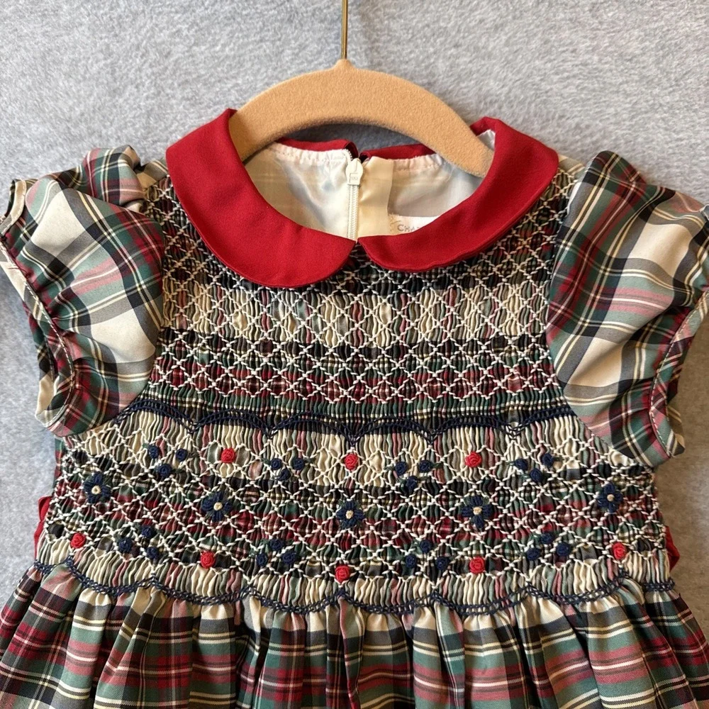 Charter Club Toddler Plaid Smocked Dress 4T Christmas Portrait Peter Pan Holiday